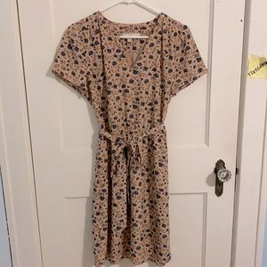 Loft Floral Print Dress with Short Sleeves.